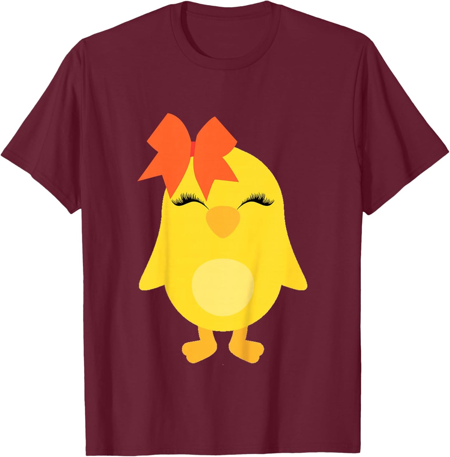 Chick with Bow for Girls Easter Toddler Baby Chicken T-Shirt - T-Shirt | Maroon