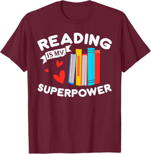 Reading Is My Superpower design, Book design, Book Lovers T-Shirt - T-Shirt | Maroon