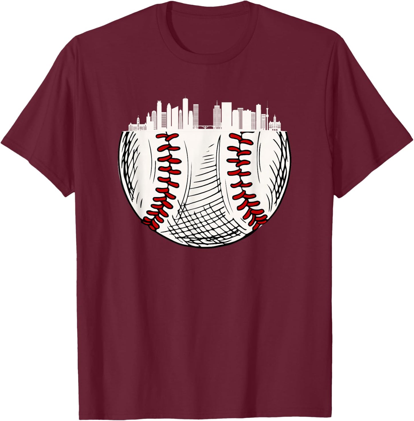 Twin Cities Minnesota MN Baseball Skyline T-Shirt - T-Shirt | Maroon