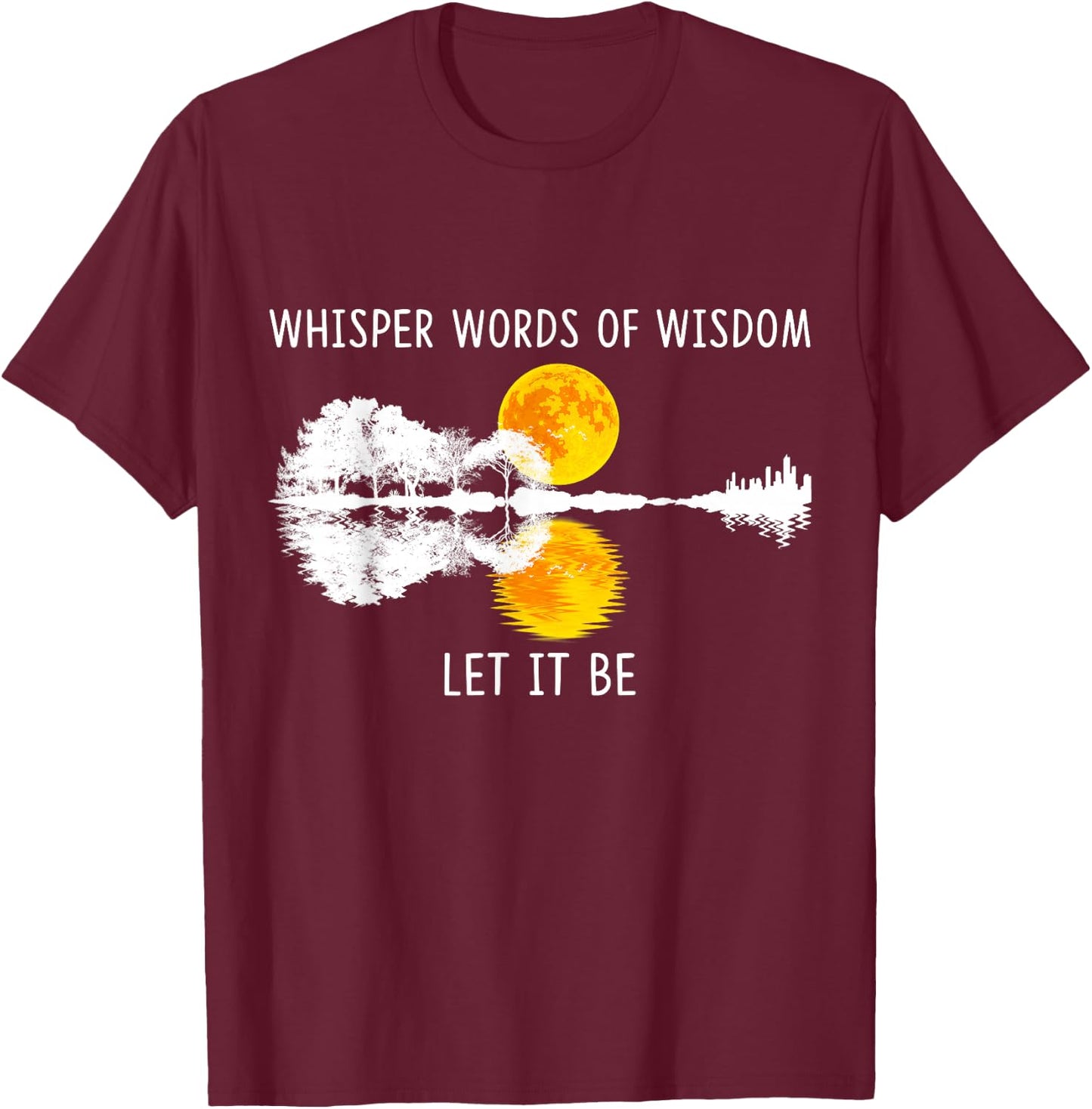 Whisper Words Of Wisdom Let It-Be Guitar Lake Shadow T-Shirt - T-Shirt | Maroon