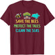 Recycling Environmentalist Bees Trees Earth Day Nature Lover T-Shirt - T-Shirt | Maroon