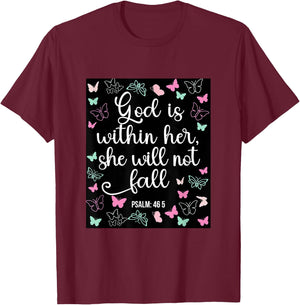 God Is Within Her She Will Not Fall 46 5 Bible Verse Women T-Shirt - T-Shirt | Maroon