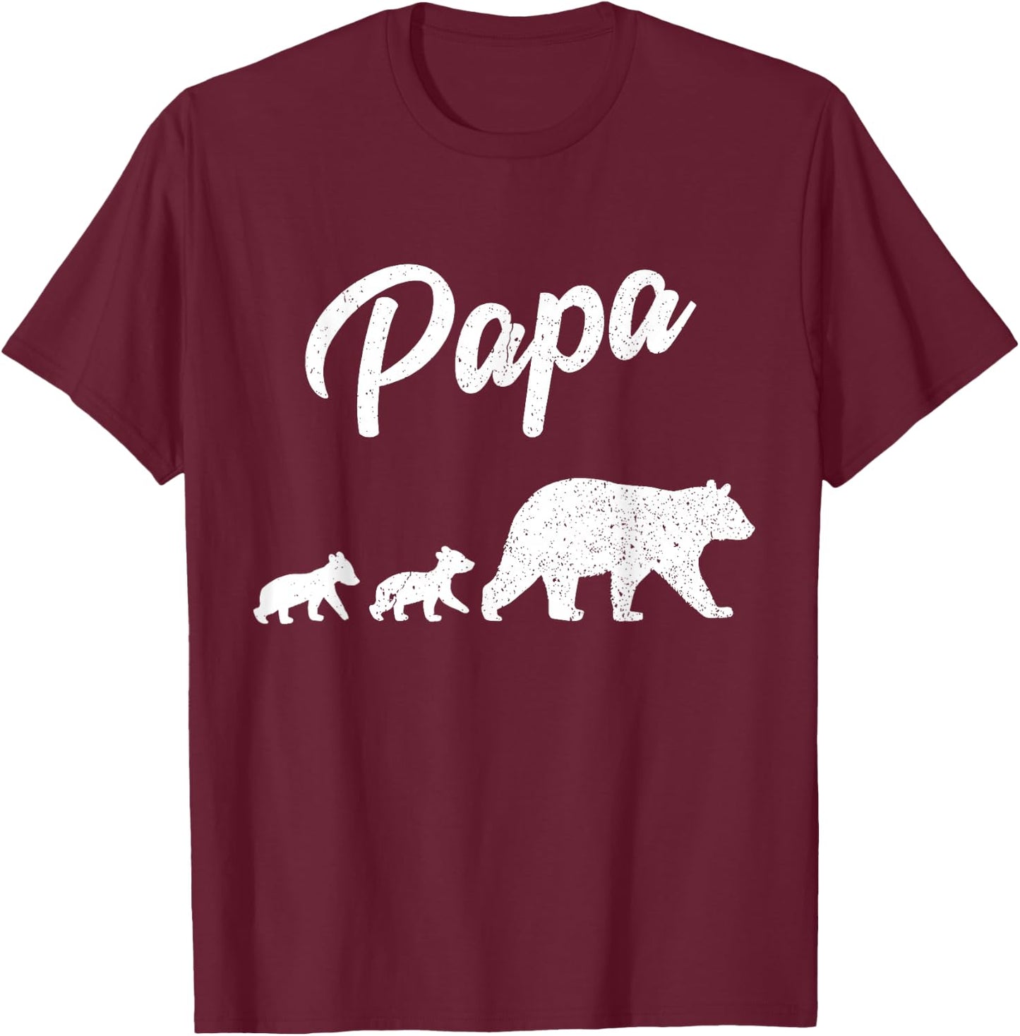 Papa Bear Two Cubs Shirt Daddy Bear Twin Papa 2 Kids T-Shirt - T-Shirt | Maroon