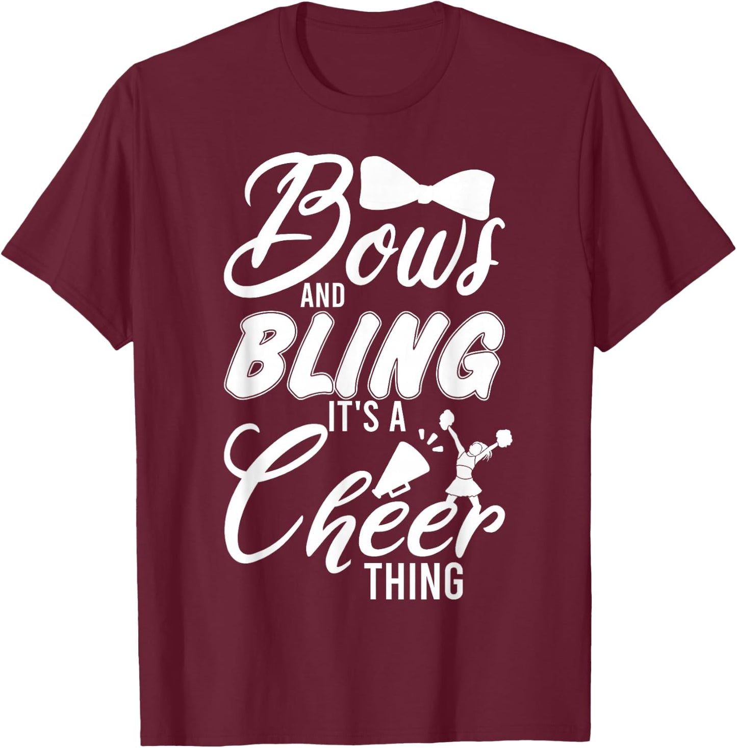 Youth Team Cute Cheerleader Bows And Bling Its A Cheer Thing T-Shirt - T-Shirt | Maroon