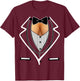 Ladies Cleavage Tuxedo Halloween Costume Party Mardi Gras T-Shirt - T-Shirt | Maroon