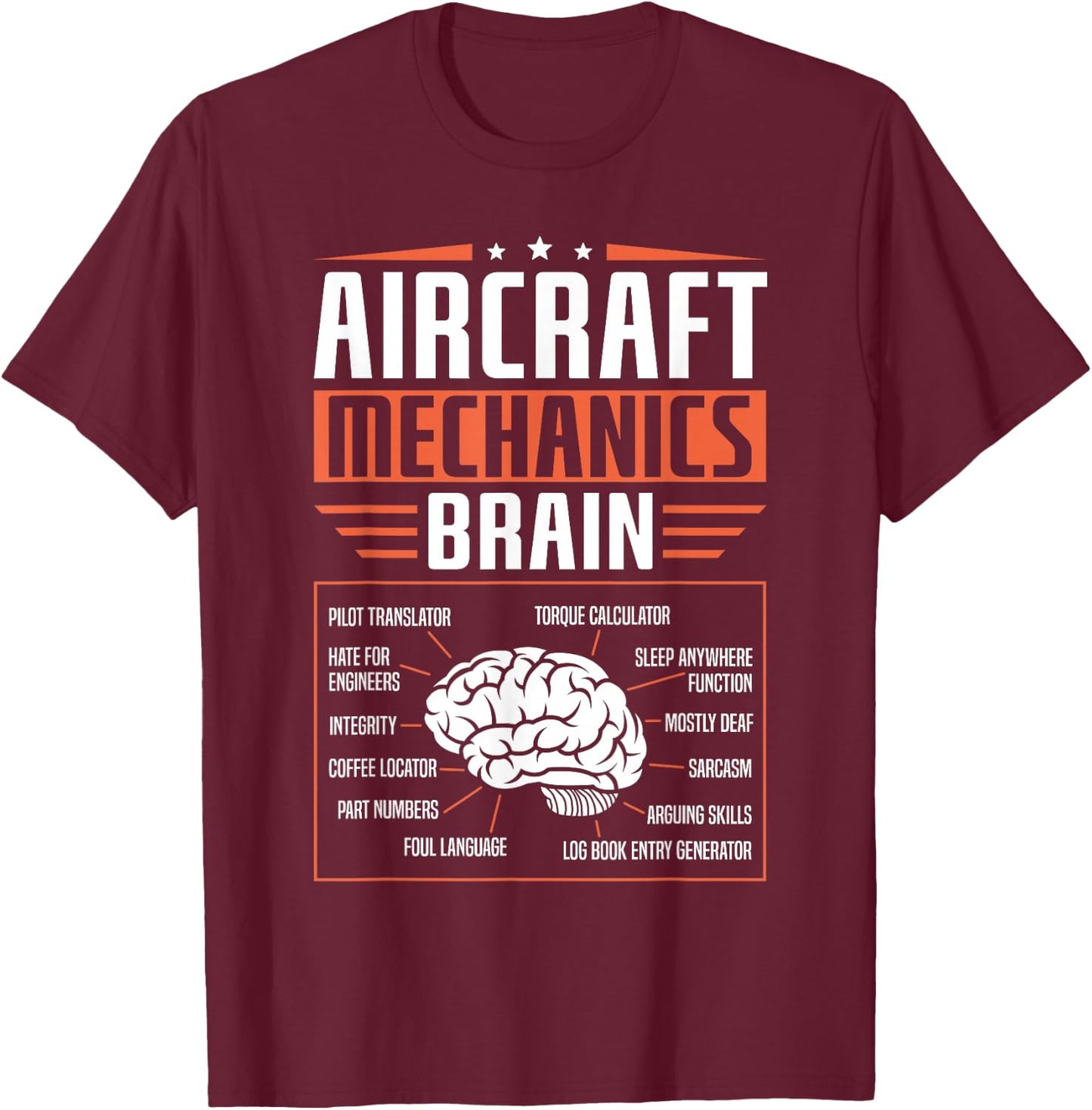 Aircraft Mechanics Brain Mechanic T-Shirt - T-Shirt | Maroon