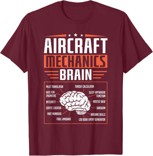 Aircraft Mechanics Brain Mechanic T-Shirt - T-Shirt | Maroon