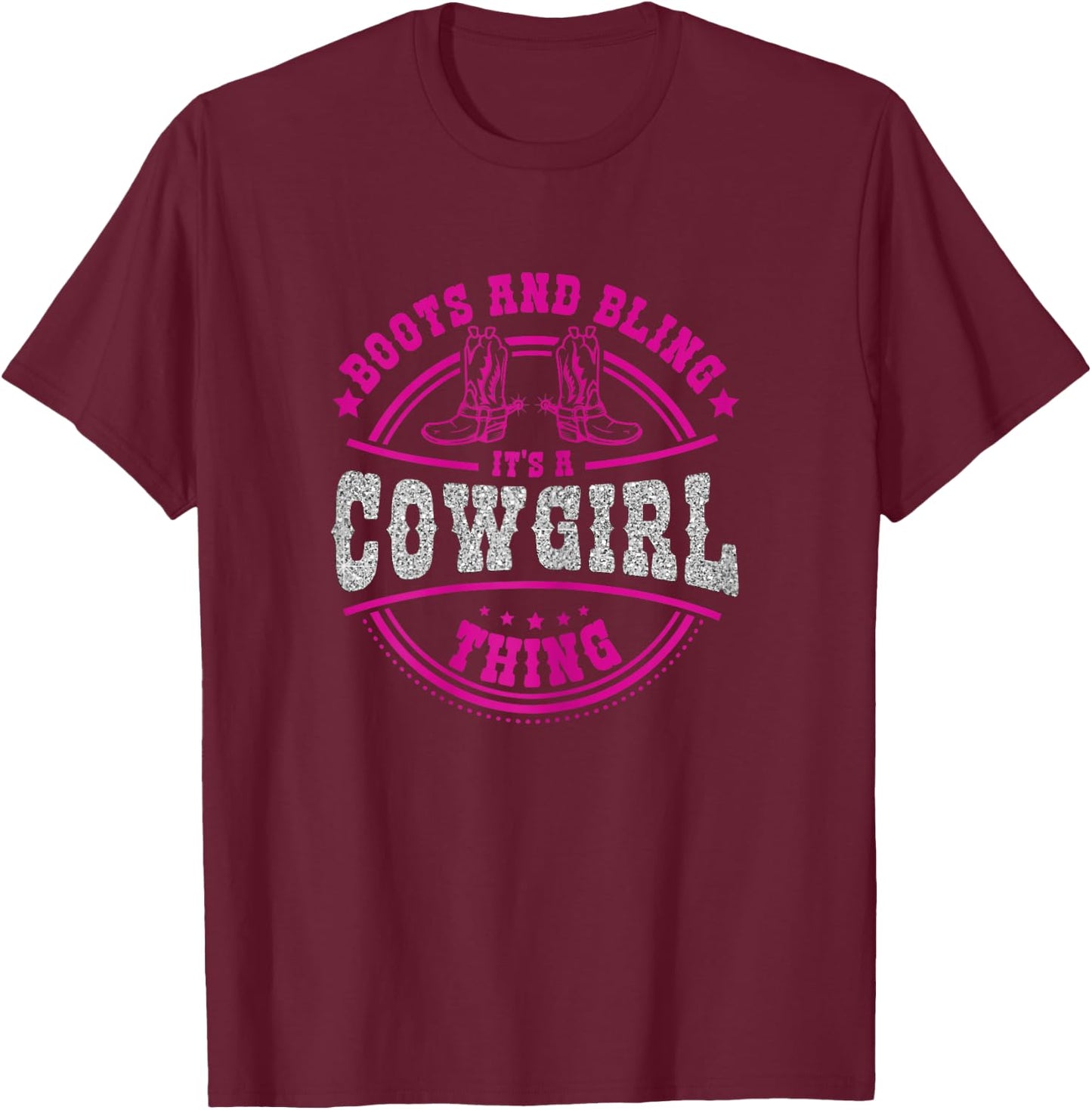 boots & bling it's a cowgirl thing Western women T-Shirt - T-Shirt | Maroon