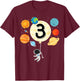 Astronaut Balloon Planets 3rd Birthday Space 3 Year Old Kids T-Shirt - T-Shirt | Maroon