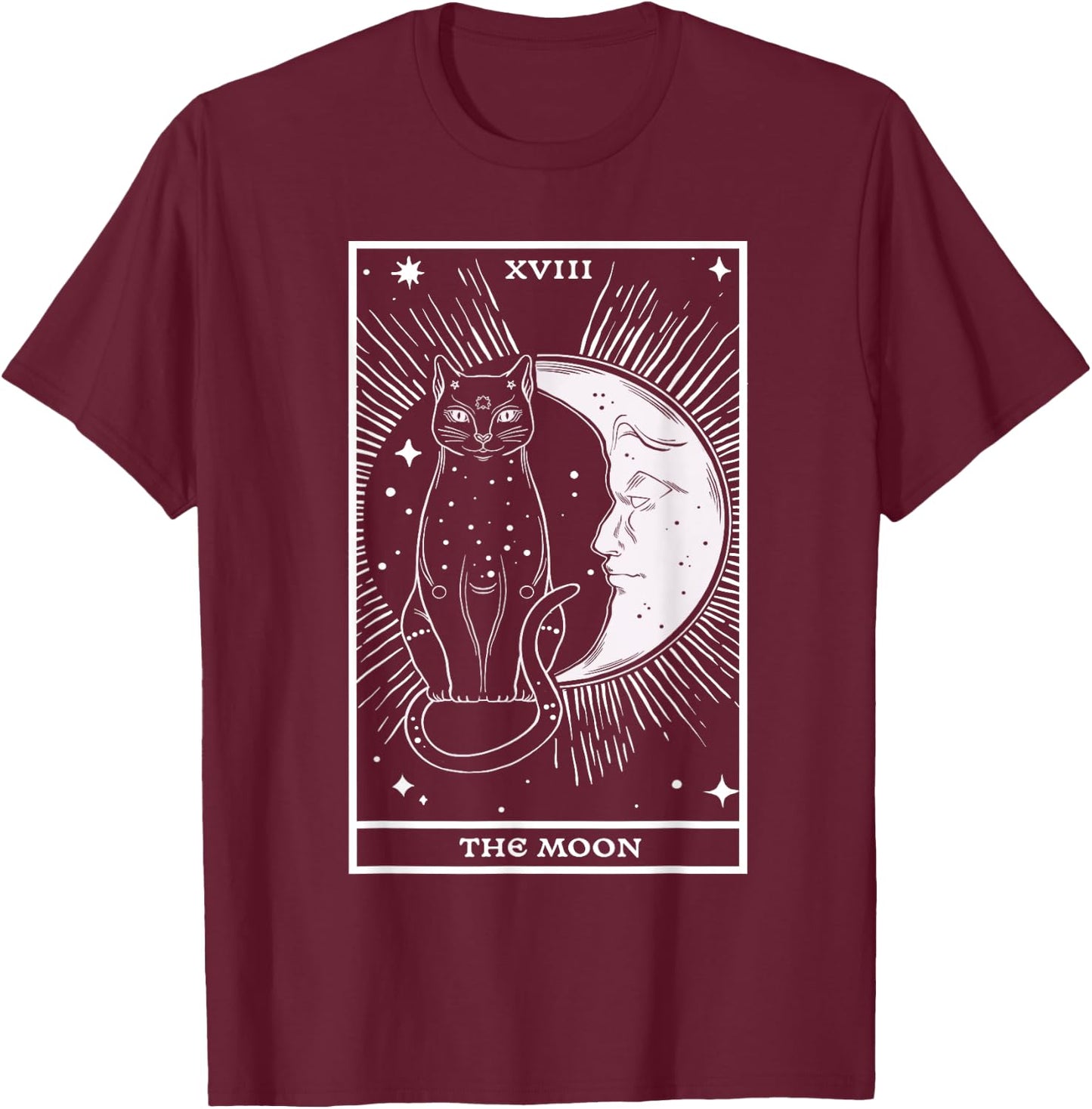 Crescent Moon Cat - Tarot Card Reading Fortune Telling Men Women T-Shirt - T-Shirt | Maroon