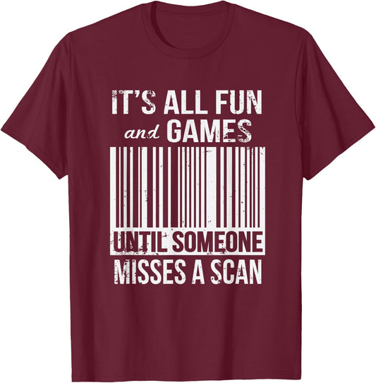 Funny Misses A Scan Postal Worker T-Shirt - T-Shirt | Maroon