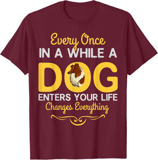 Rough Collie Dog Puppies Owner Lover T-Shirt - T-Shirt | Maroon