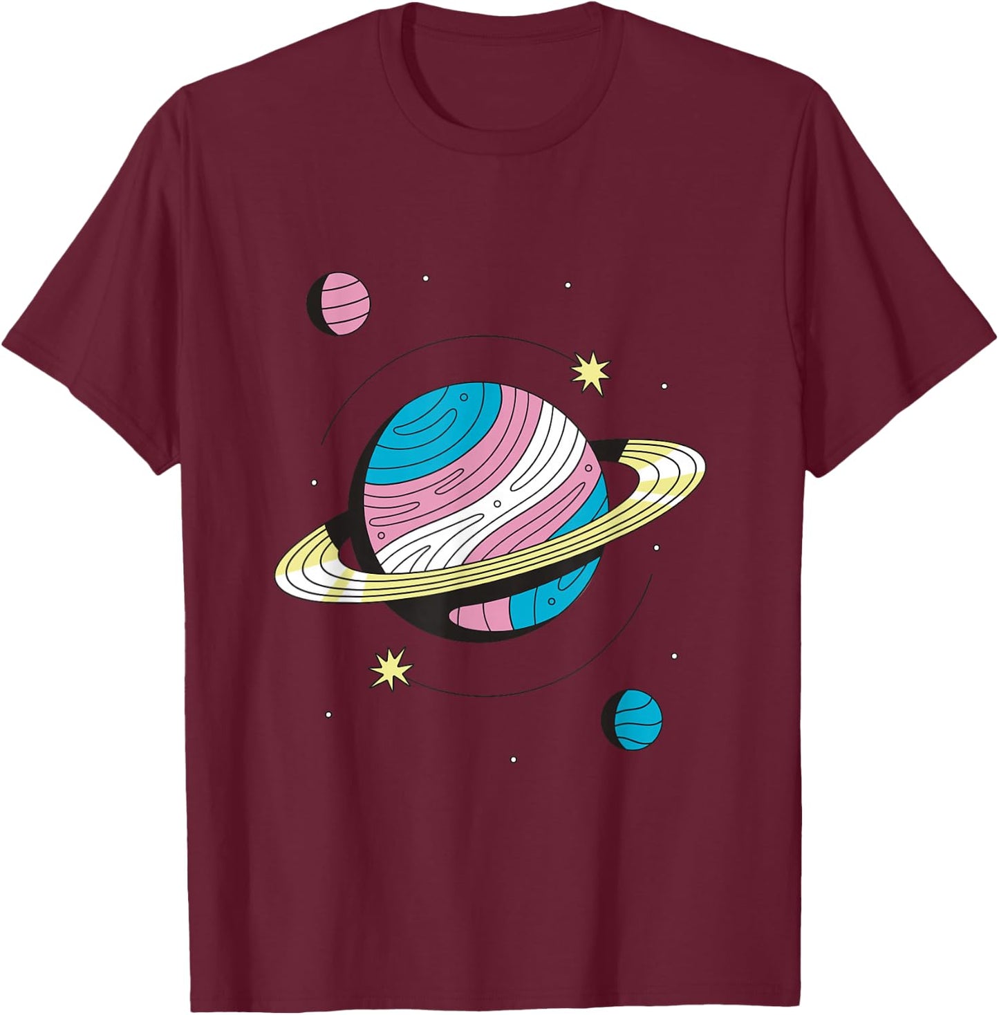 Transgender Outers Space Galaxy Planets Trans Pride T-Shirt - T-Shirt | Maroon