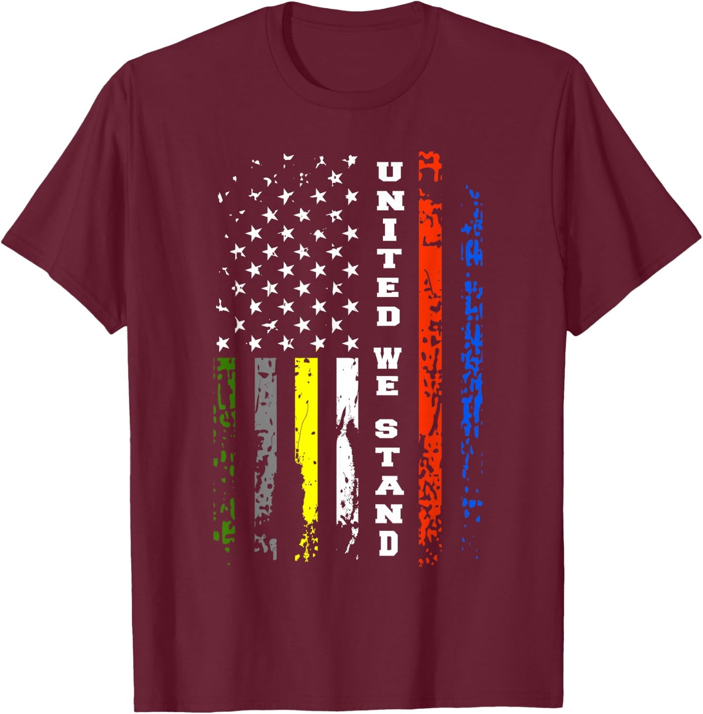 First Responder Thin Line Shirt Patriotic American Flag Gift T-Shirt - T-Shirt | Maroon