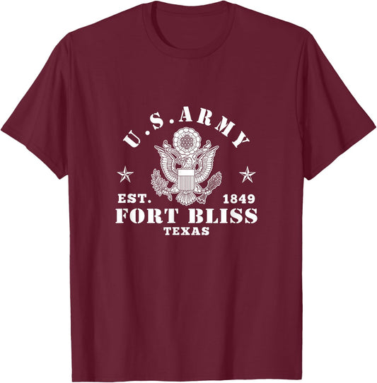 Fort Bliss Texas US Army Base T-Shirt - T-Shirt | Maroon