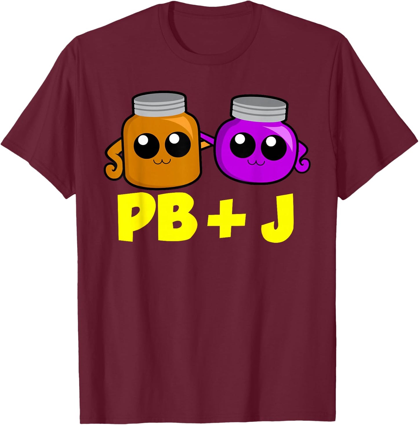 PB+J Cute Peanut Butter & Jelly Matching Costume Set Shirts T-Shirt - T-Shirt | Maroon