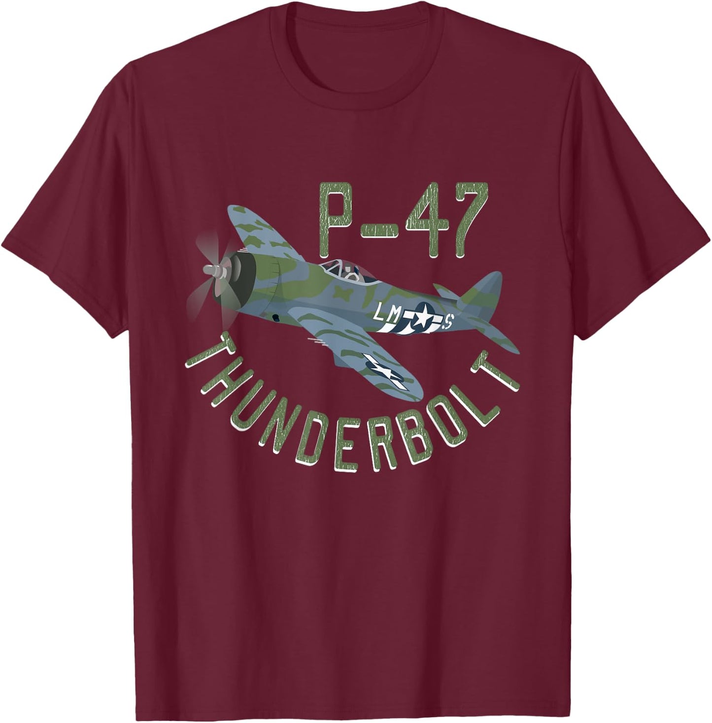 P-47 Thunderbolt Military Vintage Aircraft T-Shirt - T-Shirt | Maroon
