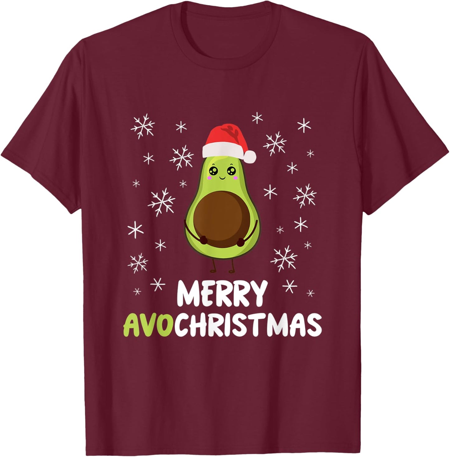 merry Avo christmas Merry Christmas Avocado Vegan T-Shirt - T-Shirt | Maroon