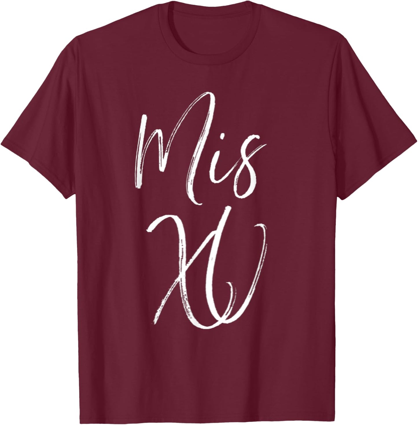 Camisa de Quinceanera Mis Quince 15th XV Fancy Script Text T-Shirt - T-Shirt | Maroon