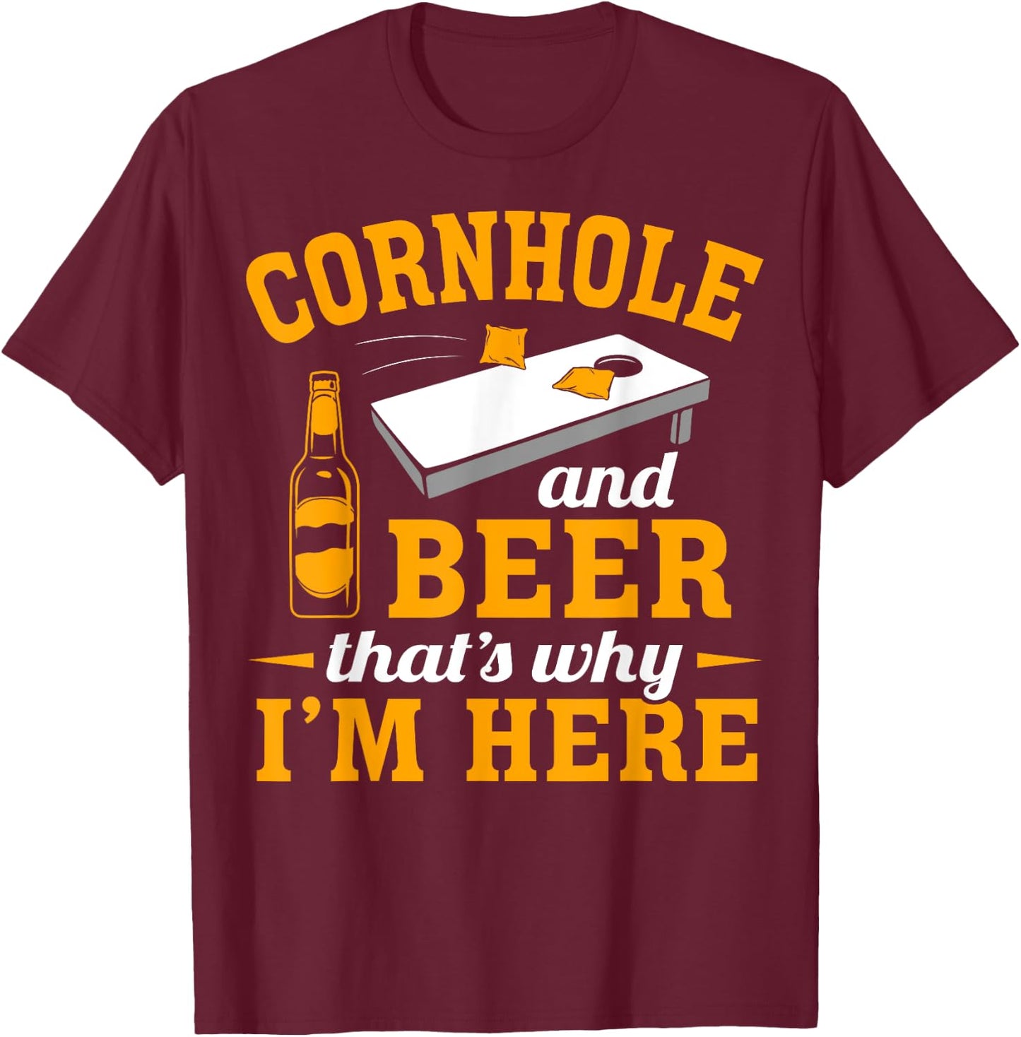 Cornhole And Beer Cornhole Player Funny Cornhole Team T-Shirt - T-Shirt | Maroon