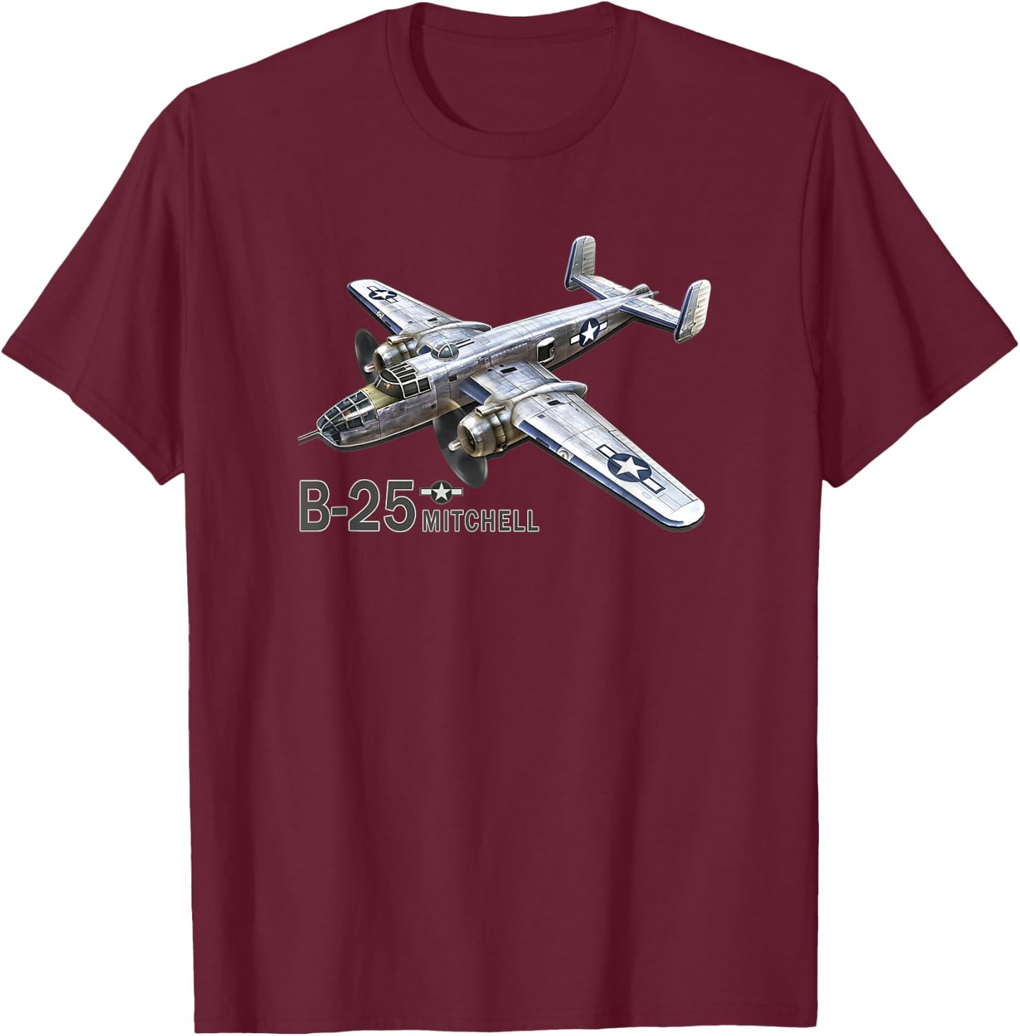 B-25 Bomber WW2 Aeroplane T-Shirt - T-Shirt | Maroon