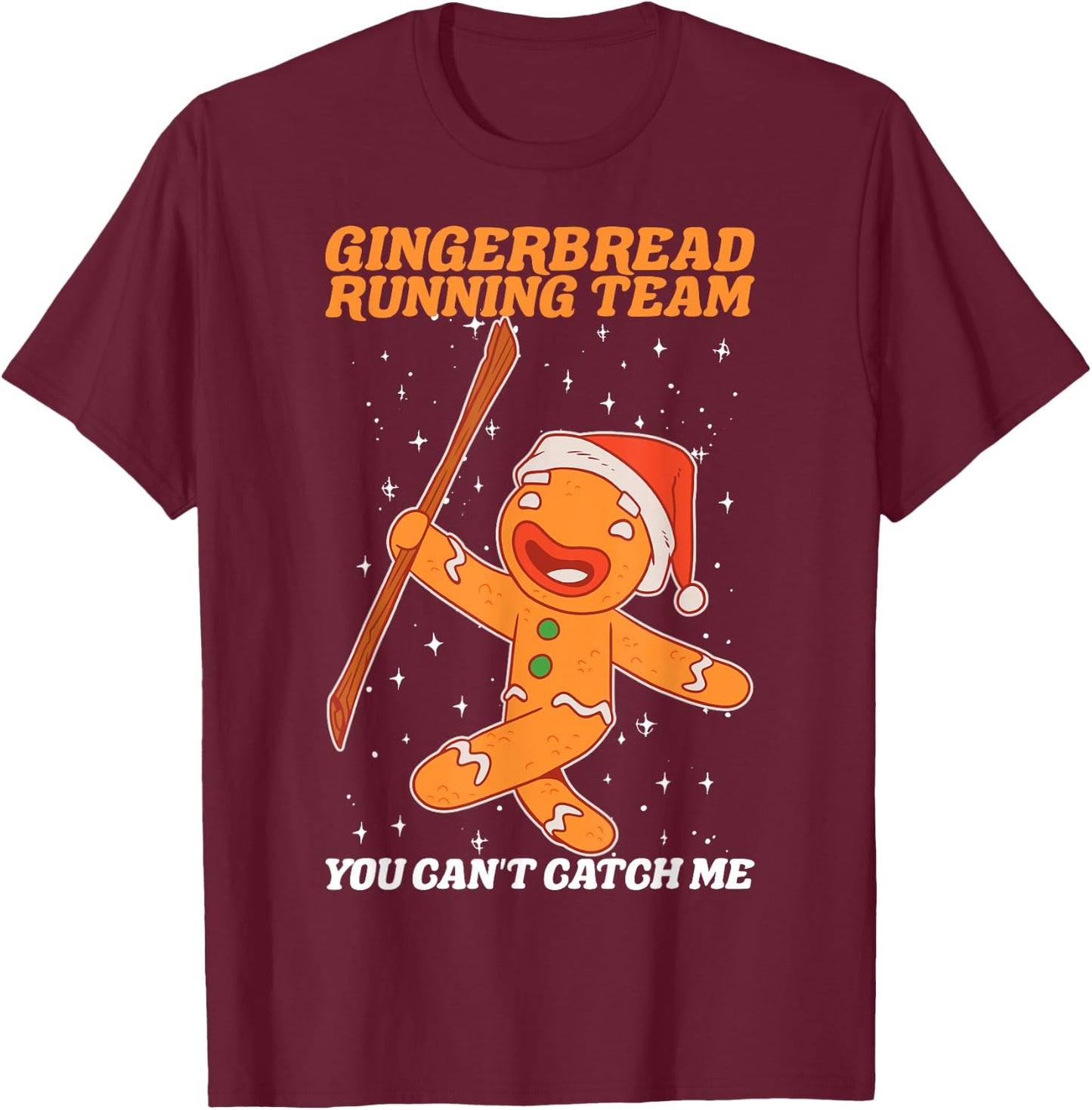 Gingerbread Running Team Christmas Cookie Funny Baking Xmas T-Shirt - T-Shirt | Maroon
