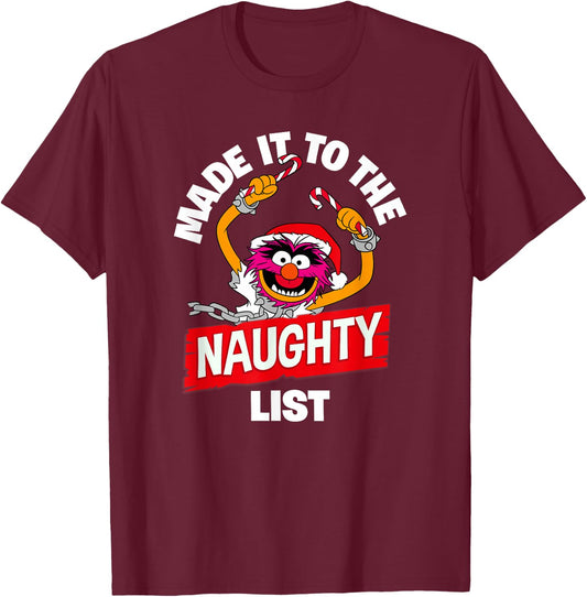 Disney The Muppets Christmas Animal Made The Naughty List T-Shirt - T-Shirt | Maroon