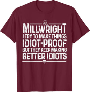 Funny Millwright Art Men Dad Millwright Machinist Engineer T-Shirt - T-Shirt | Maroon
