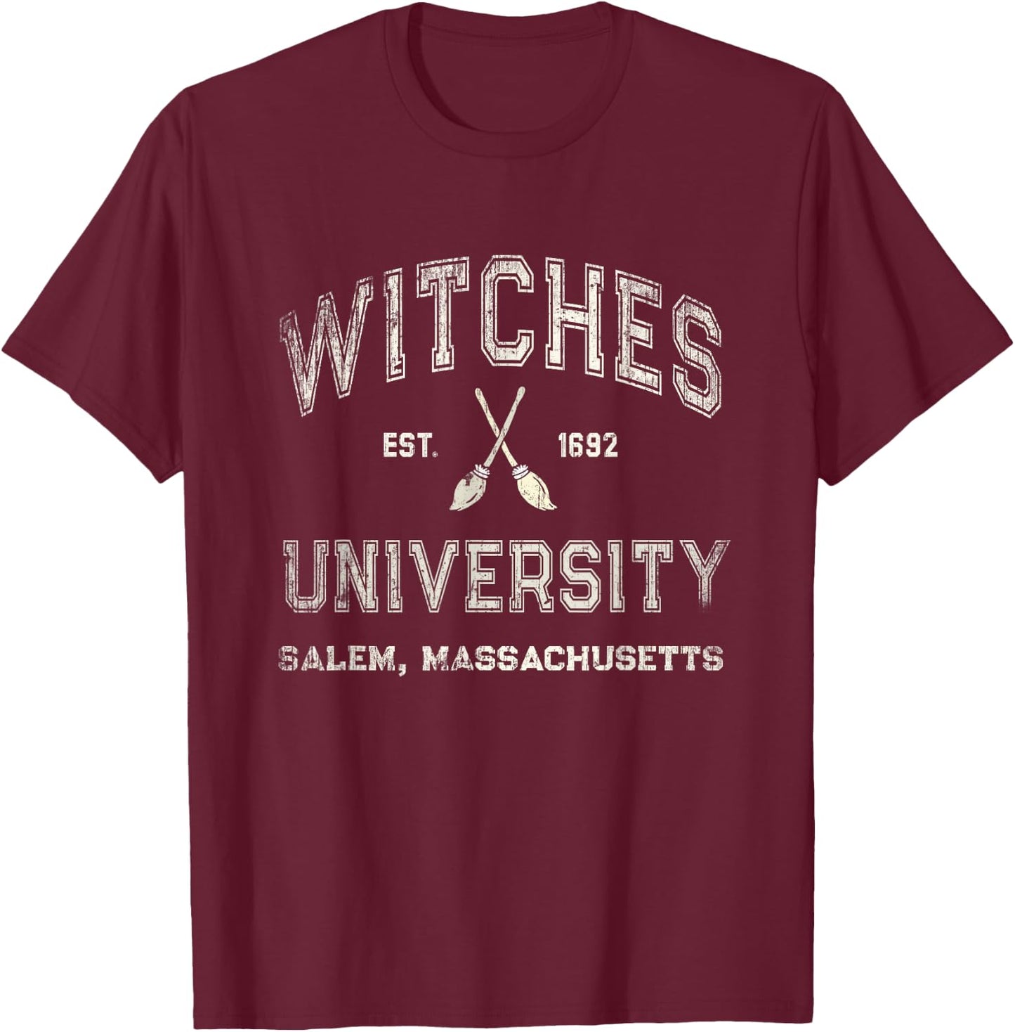 Funny WITCHES UNIVERSITY Salem Massachusetts Witch College T-Shirt - T-Shirt | Maroon