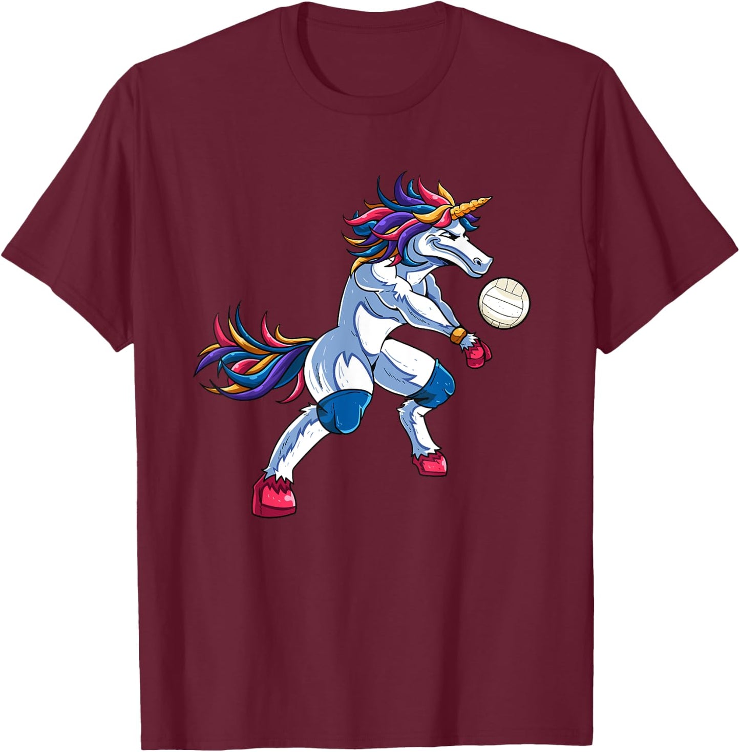 Funny Unicorn Volleyball Mine Rally Beach Player Coach Gifts Men Women T-Shirt - T-Shirt | Maroon