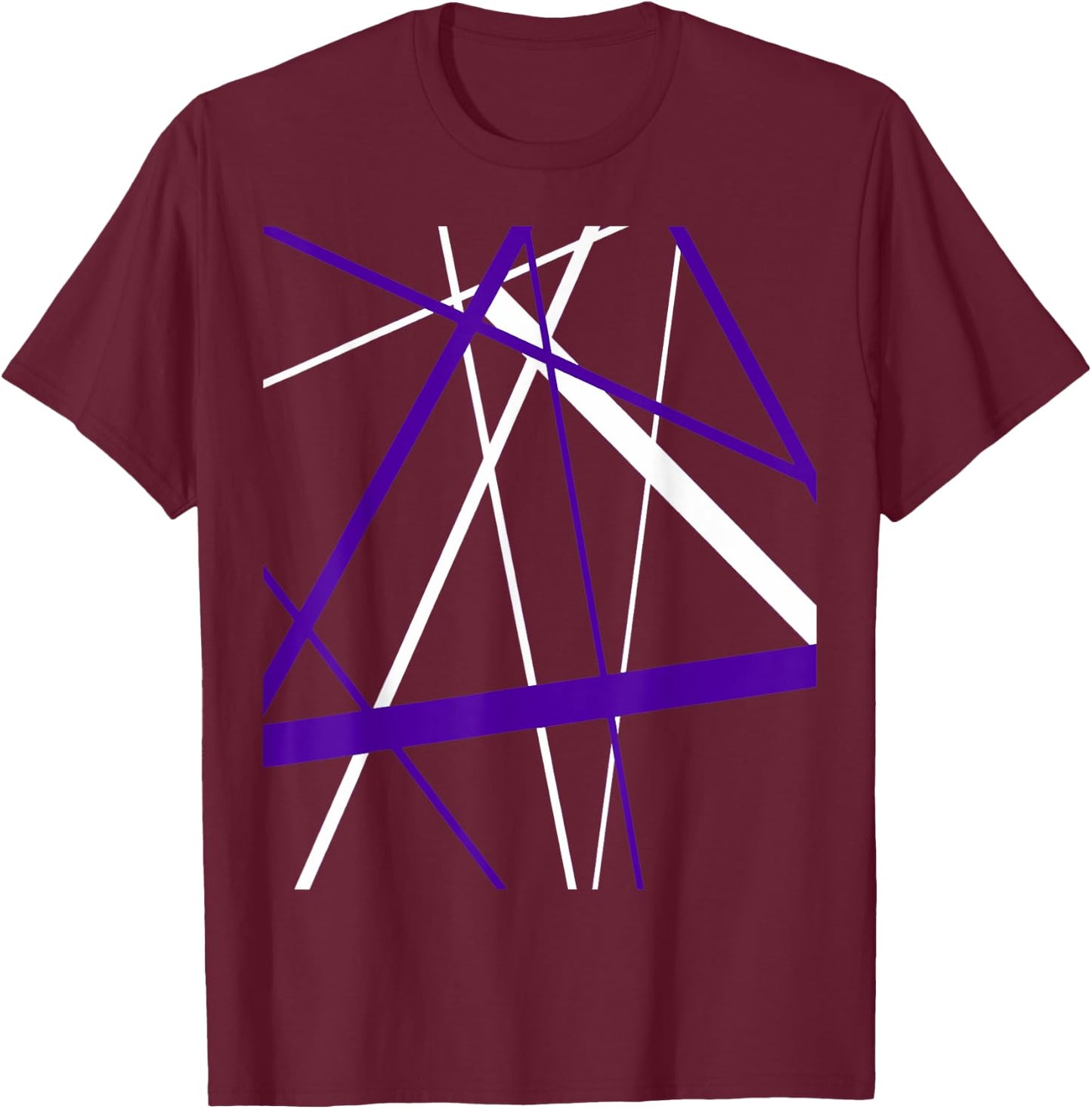 Seamless Abstract White and Lilac Strips Cut Out Pattern T-Shirt - T-Shirt | Maroon