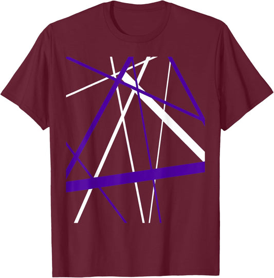 Seamless Abstract White and Lilac Strips Cut Out Pattern T-Shirt - T-Shirt | Maroon