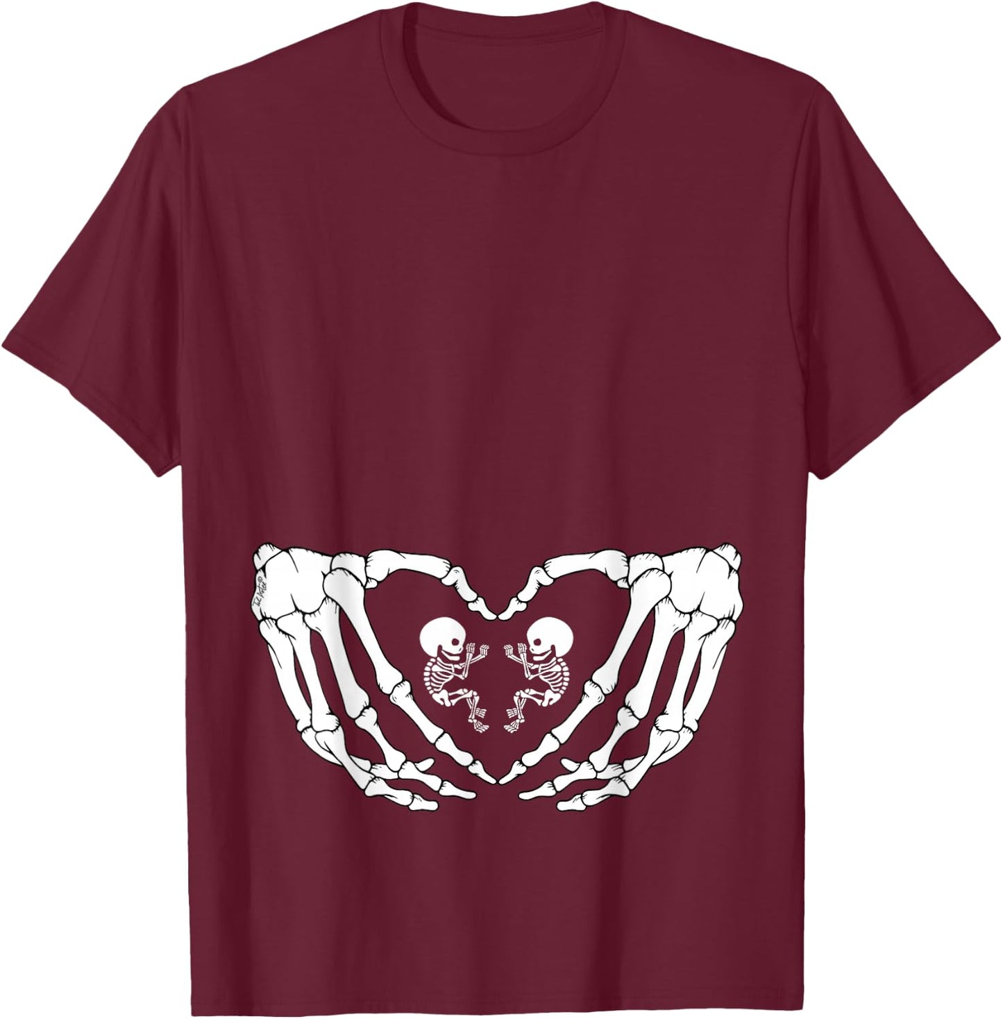 Halloween XRay Pregnancy tops Expecting Twins Babies T-Shirt - T-Shirt | Maroon