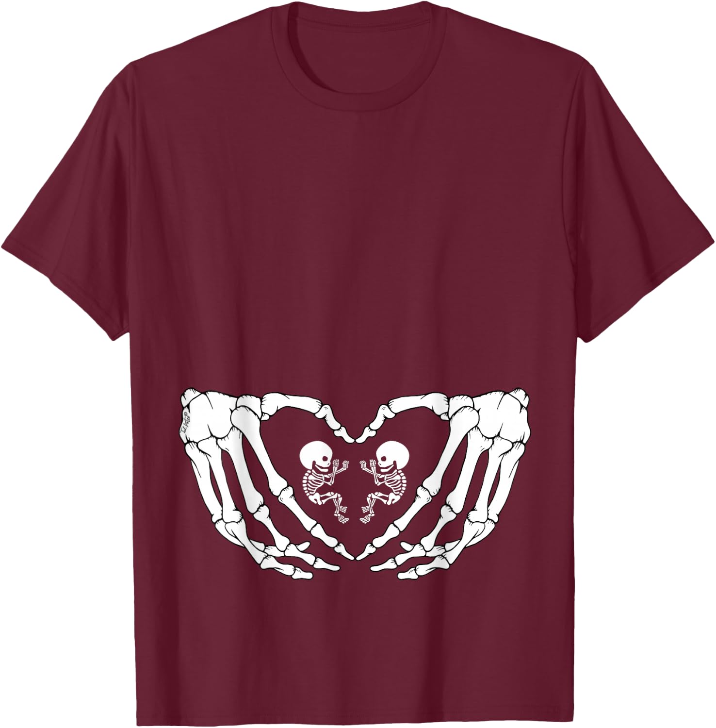 Halloween XRay Pregnancy tops Expecting Twins Babies T-Shirt - T-Shirt | Maroon