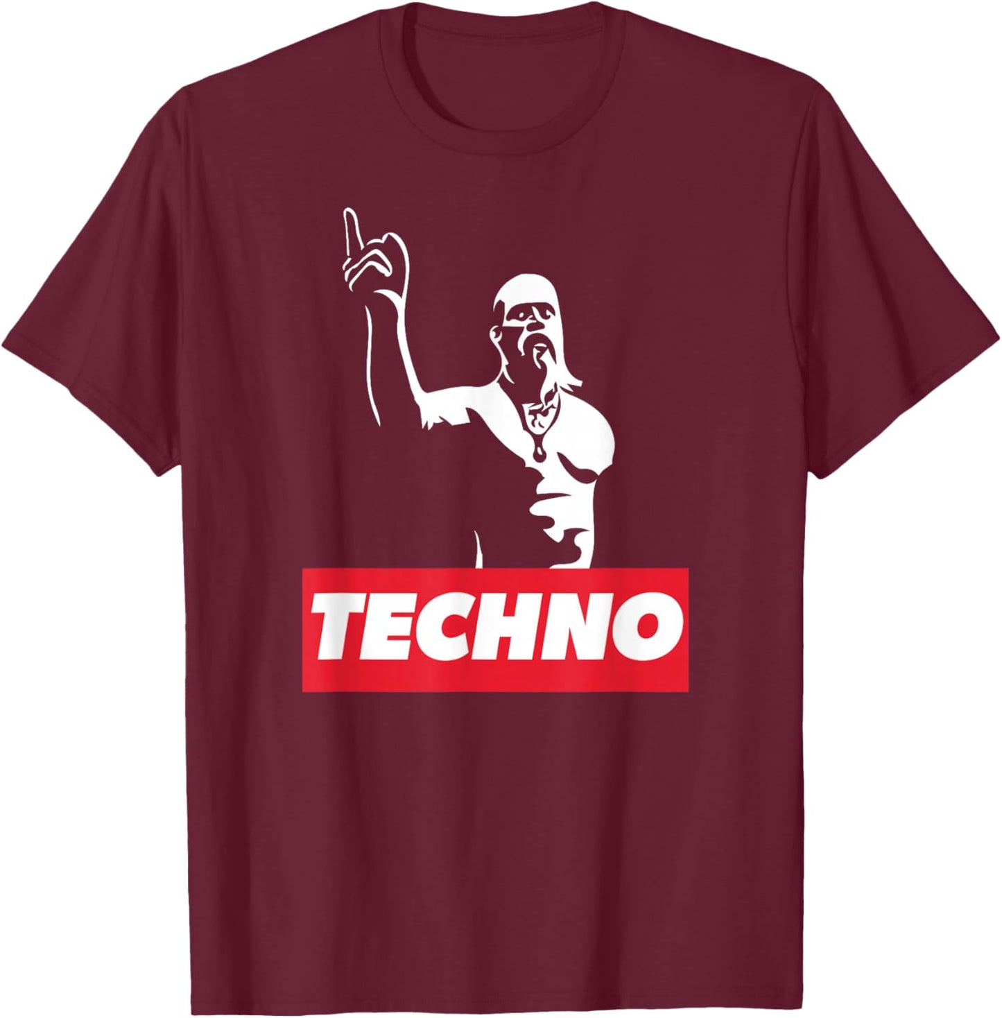Techno Viking partygoer, rave gift, hard acid trance music T-Shirt - T-Shirt | Maroon