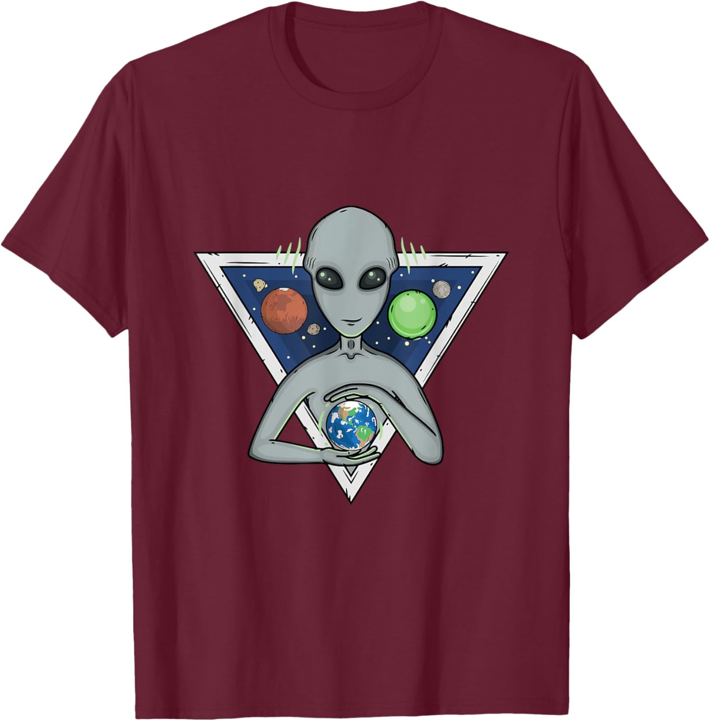 Alien World Save Earth People Planet Love Alien Gift T-Shirt - T-Shirt | Maroon