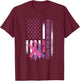 American Flag Breast Cancer and Domestic Violence Awareness T-Shirt - T-Shirt | Maroon
