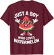 Just a Boy Who Loves Watermelon Funny Summer Fruit T-Shirt - T-Shirt | Maroon