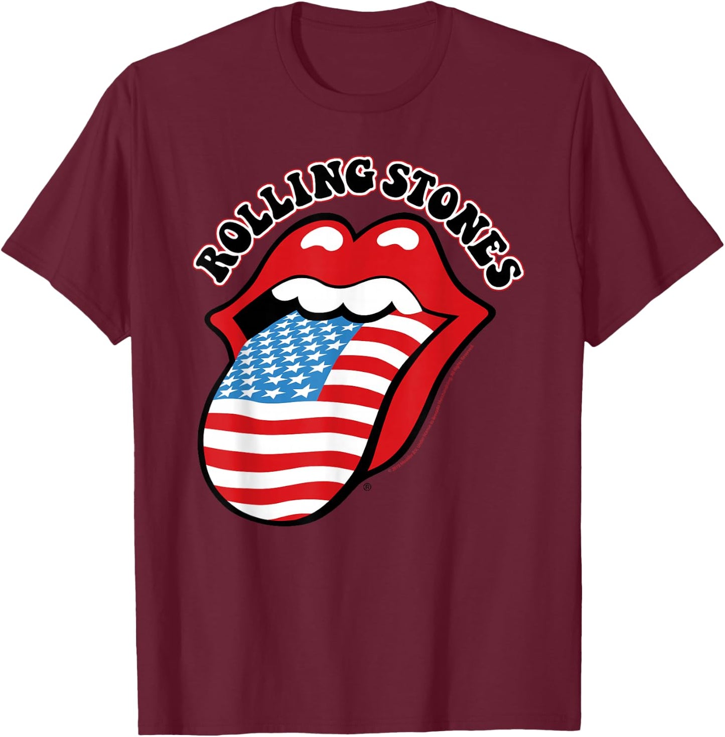 Rolling Stones Official Vintage US Tongue T-Shirt - T-Shirt | Maroon