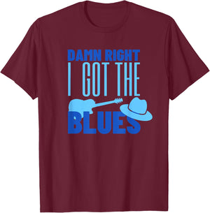 Damn Right I Got The Blues - Guitar T-Shirt - T-Shirt | Maroon