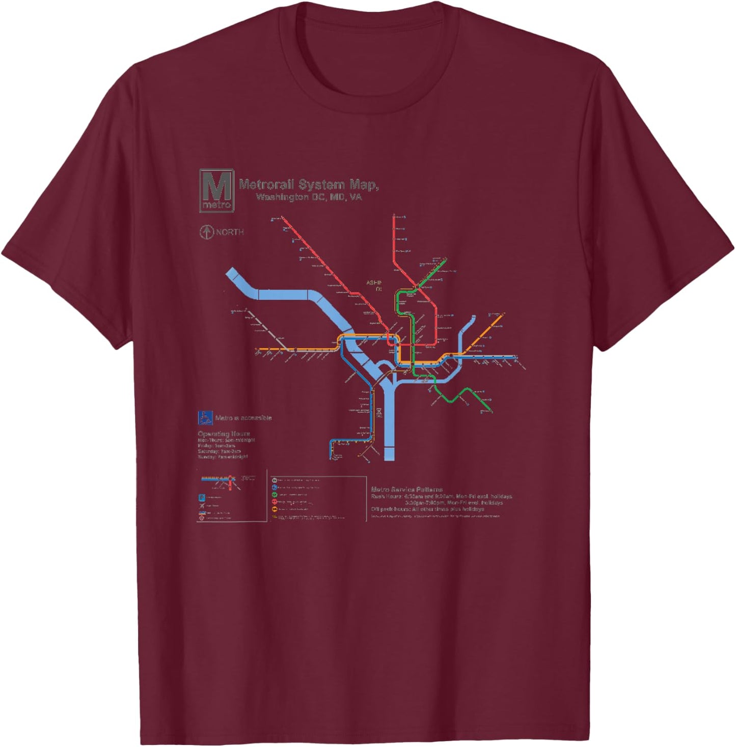 Metro Map Washington DC T-Shirt - T-Shirt | Maroon