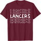 Lancers School Sports Team Mascot Town Go College Athlete T-Shirt - T-Shirt | Maroon