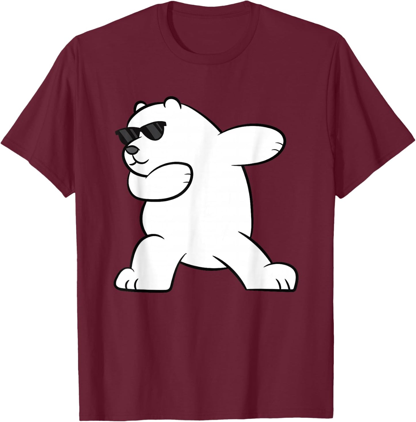 Ice Bear Dabbing Arctic Cute Dabbing Polar Bear T-Shirt - T-Shirt | Maroon
