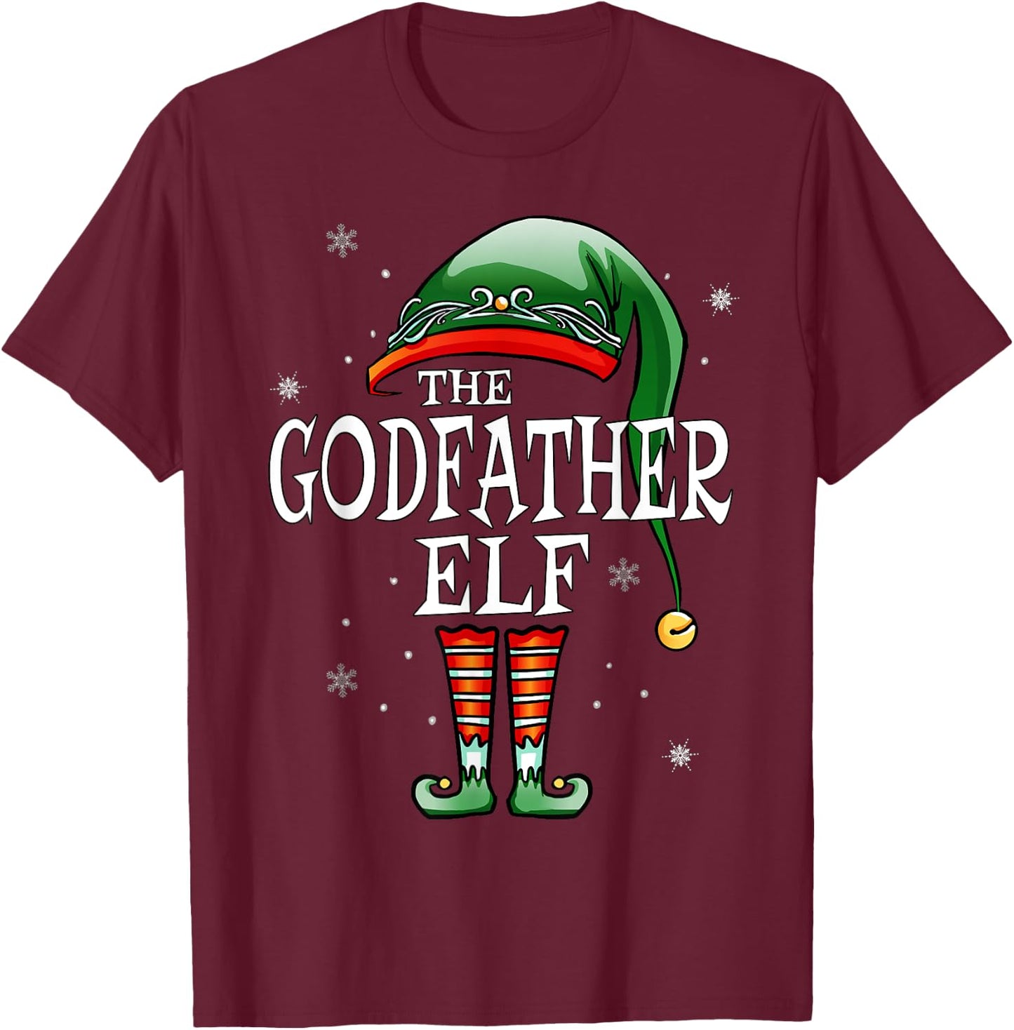 Matching Family Funny The Godfather Elf Christmas T-Shirt - T-Shirt | Maroon