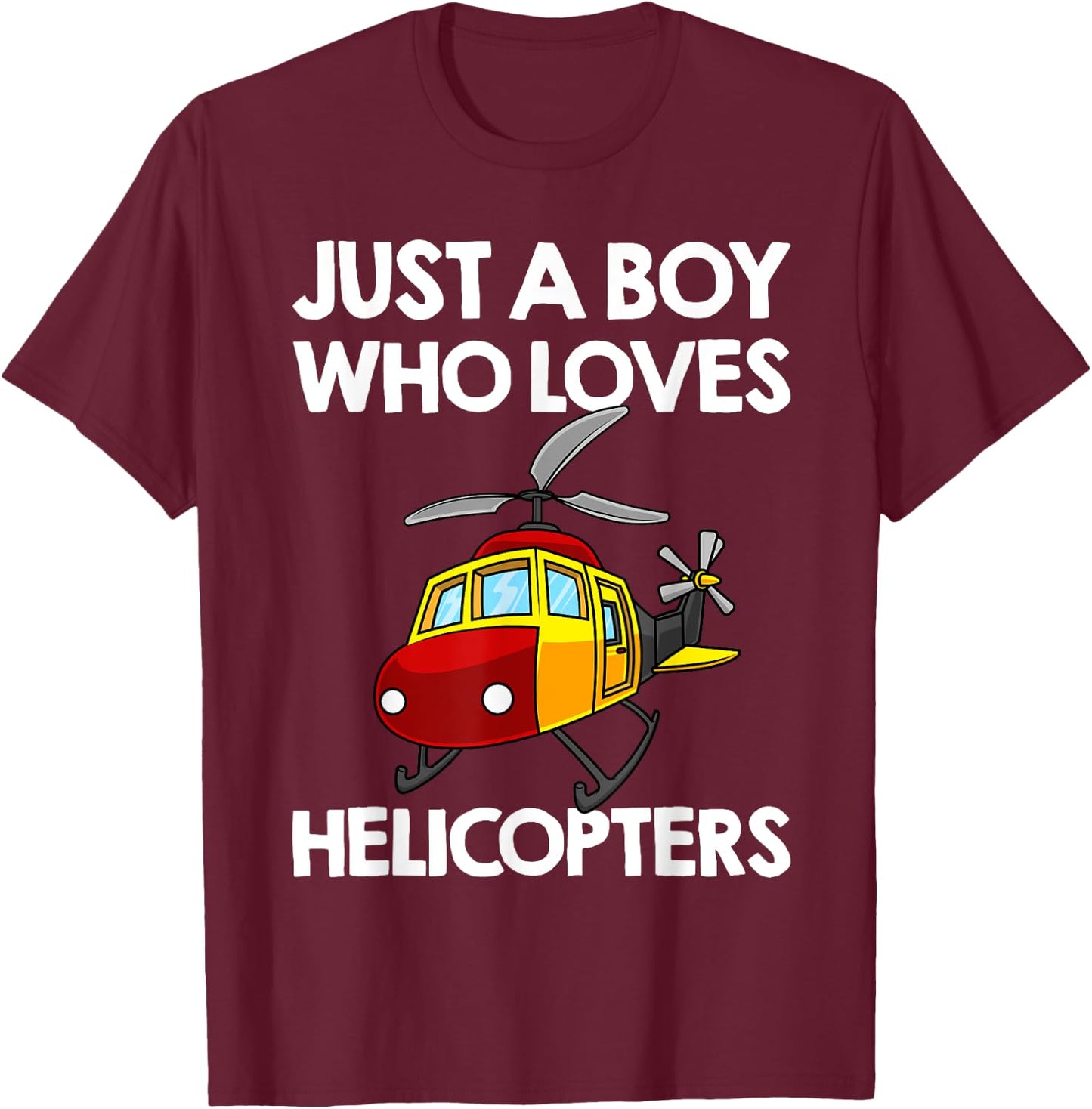 Funny Helicopter Gift Boys Toddler Kids Men Pilot Aviator T-Shirt - T-Shirt | Maroon