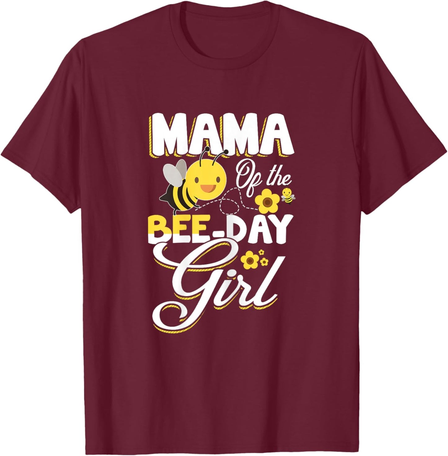 Mum of The Bee Day Girl Bee Birthday Party Theme T-Shirt - T-Shirt | Maroon