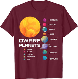 Solar System Dwarf Planets Space Astronaut T-Shirt - T-Shirt | Maroon