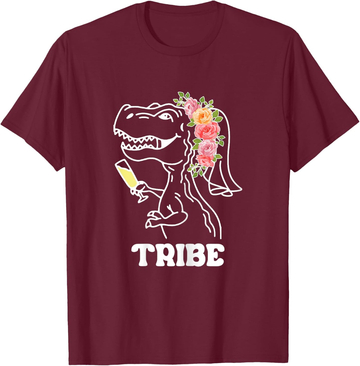 Y0Zq Dinosaur Tribe Bridal Tribe Bridesmaids Bachelorette T-Shirt - T-Shirt | Maroon