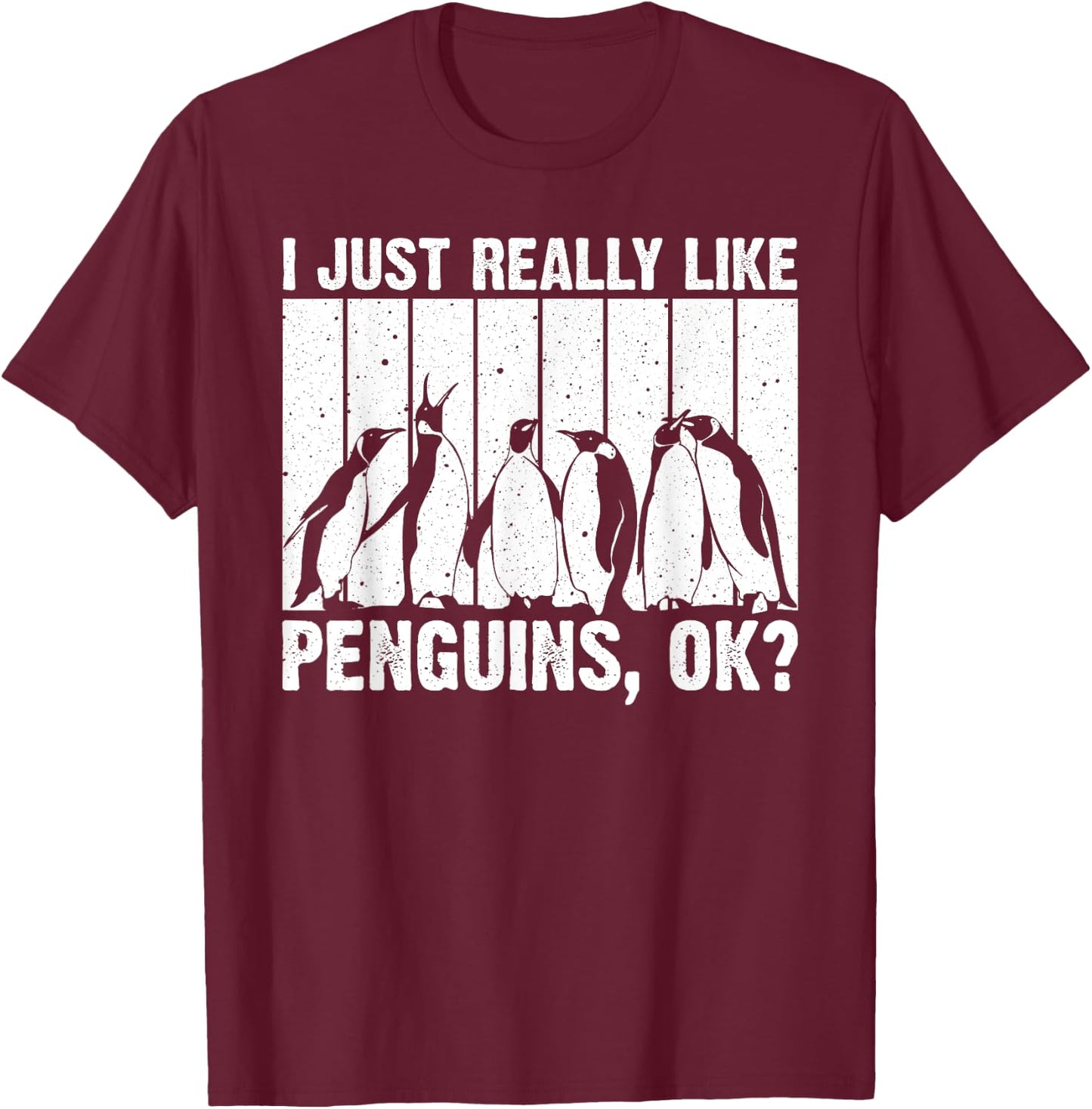 Cool Penguin Art Women Kids Bird Penguin Lovers T-Shirt - T-Shirt | Maroon