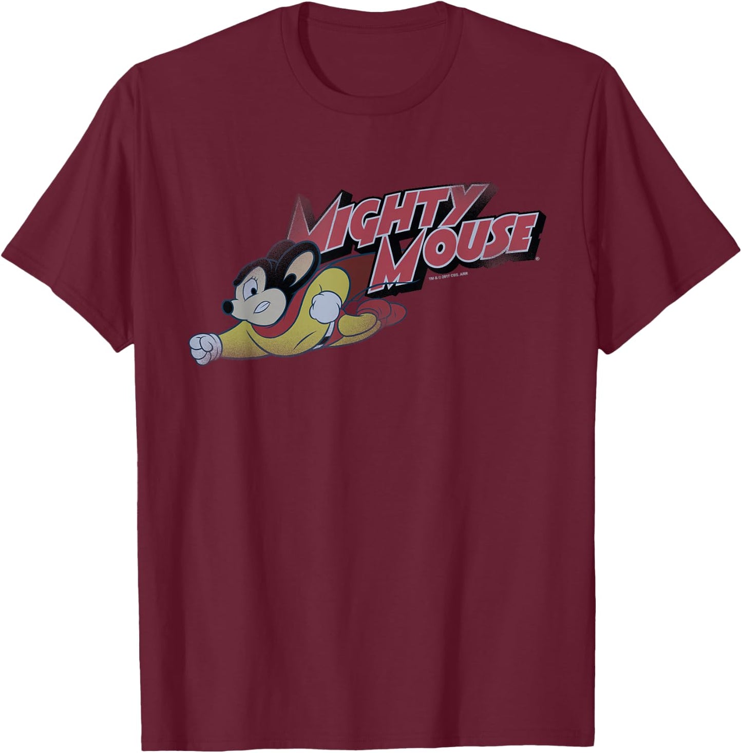 Mighty Mouse Mighty Retro T-Shirt - T-Shirt | Maroon